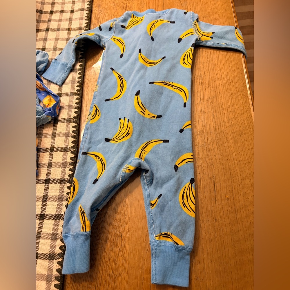 Hanna Andersson Blue Banana Print Kids Footie 3-6 Mths - Picture 5 of 5